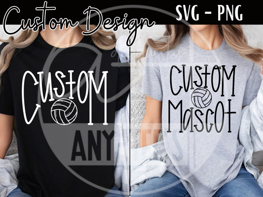 Custom Volleyball Mascot SVG, Volleyball Mascot PNG, Hand Lettered Mascot Design